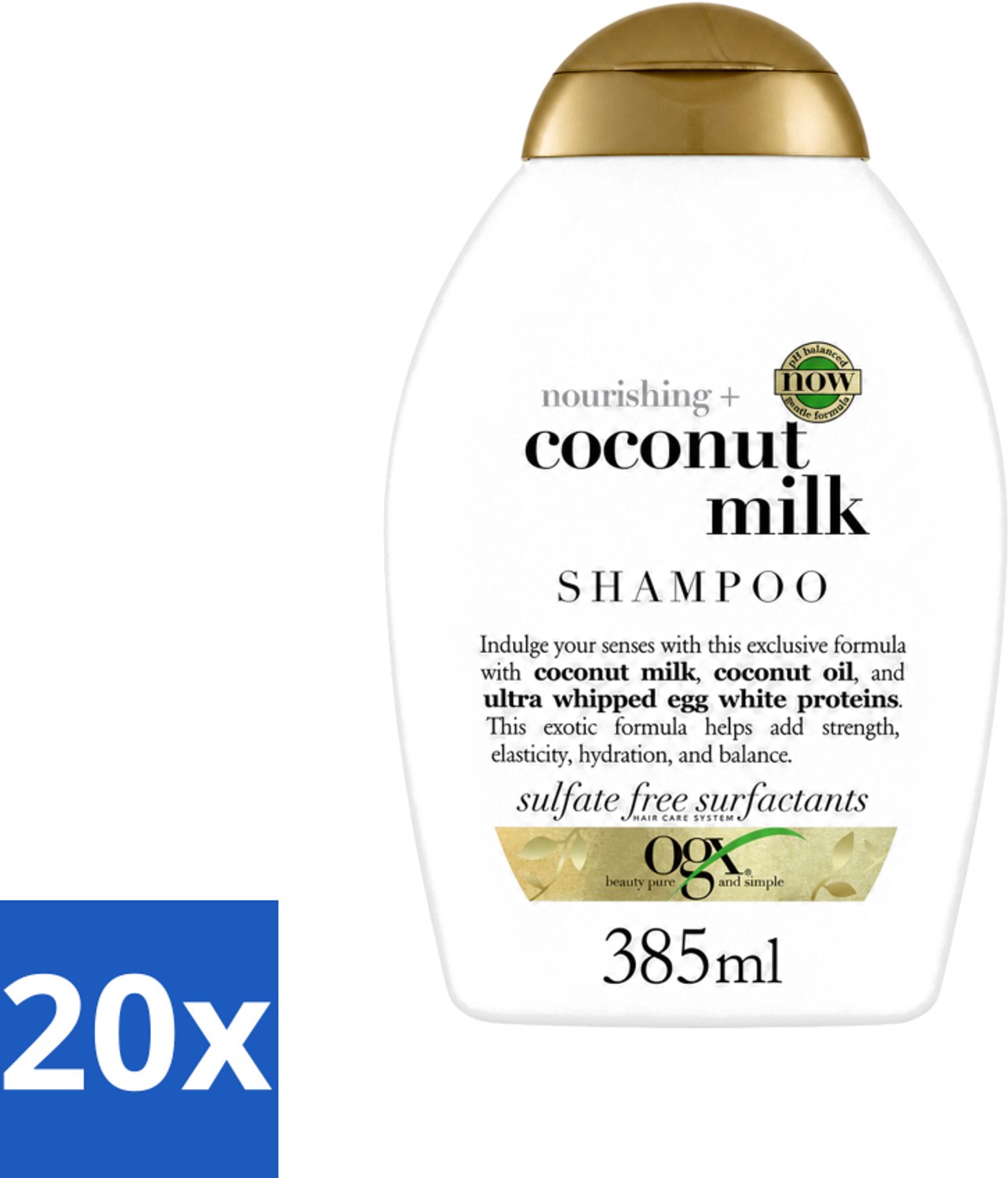 20 x OGX - Coconut Milk - Shampoo - Voedend - Tropische Geur - 385 ml - Voordeelverpakking - 20 stuks
