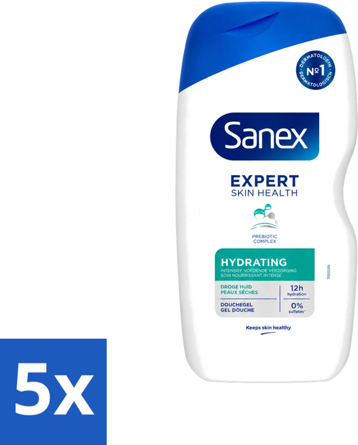5 x Sanex - Douchegel - Expert Skin Health Hydrating - Hydrateert de Huid - 400 ml - Voordeelverpakking - 5 stuks