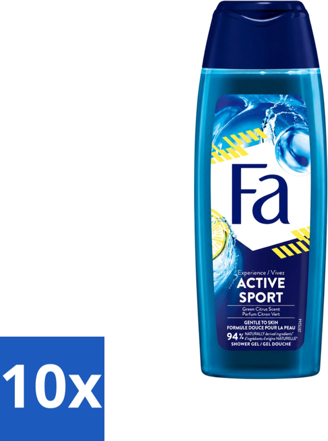 10 x Fa Men - Douchegel - Active Sport - Verfrissend - Green Citrus - 250 ml - Voordeelverpakking - 10 stuks