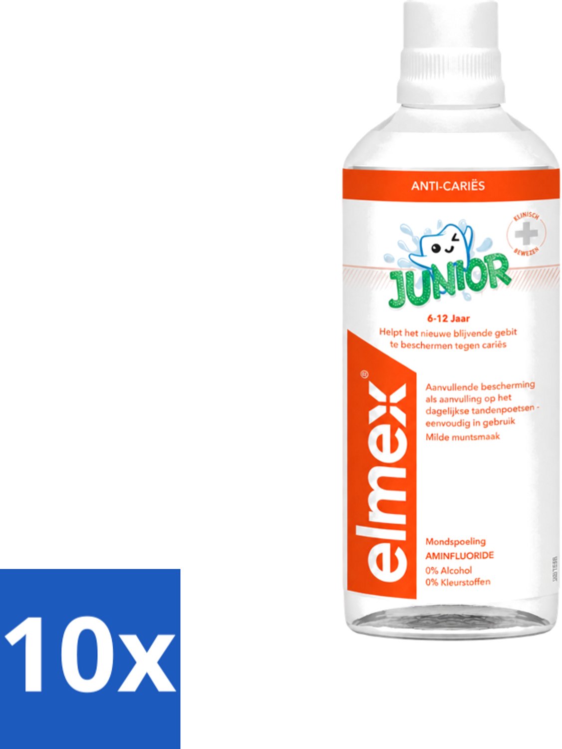 10 x Elmex - Tandspoeling - Junior - Anti Cariës - 400 ml - Voordeelverpakking - 10 stuks