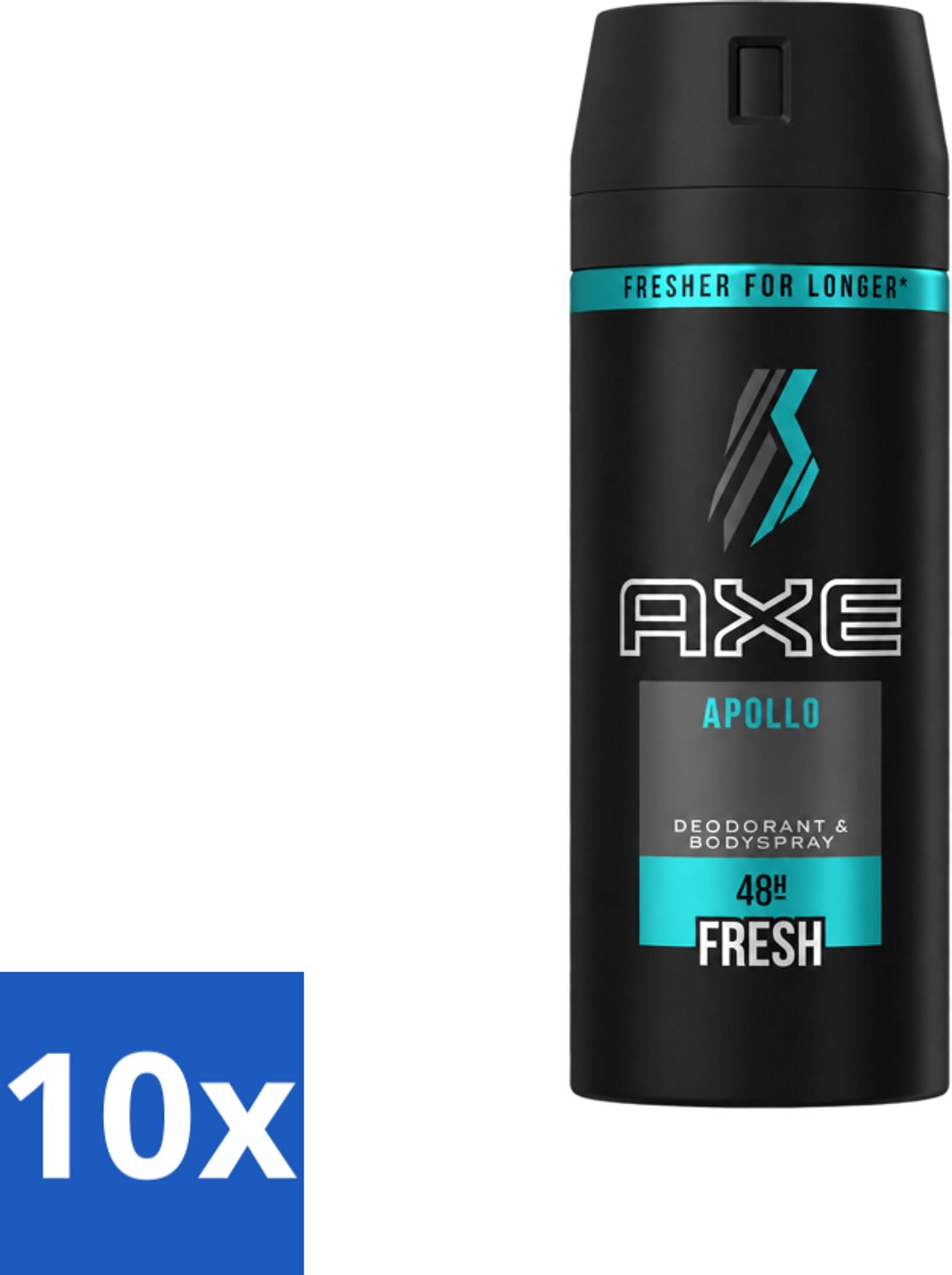 10 x Axe - Deodorant Bodyspray - 48hrs Non Stop Fresh - Apollo - 150 ml - Voordeelverpakking - 10 stuks