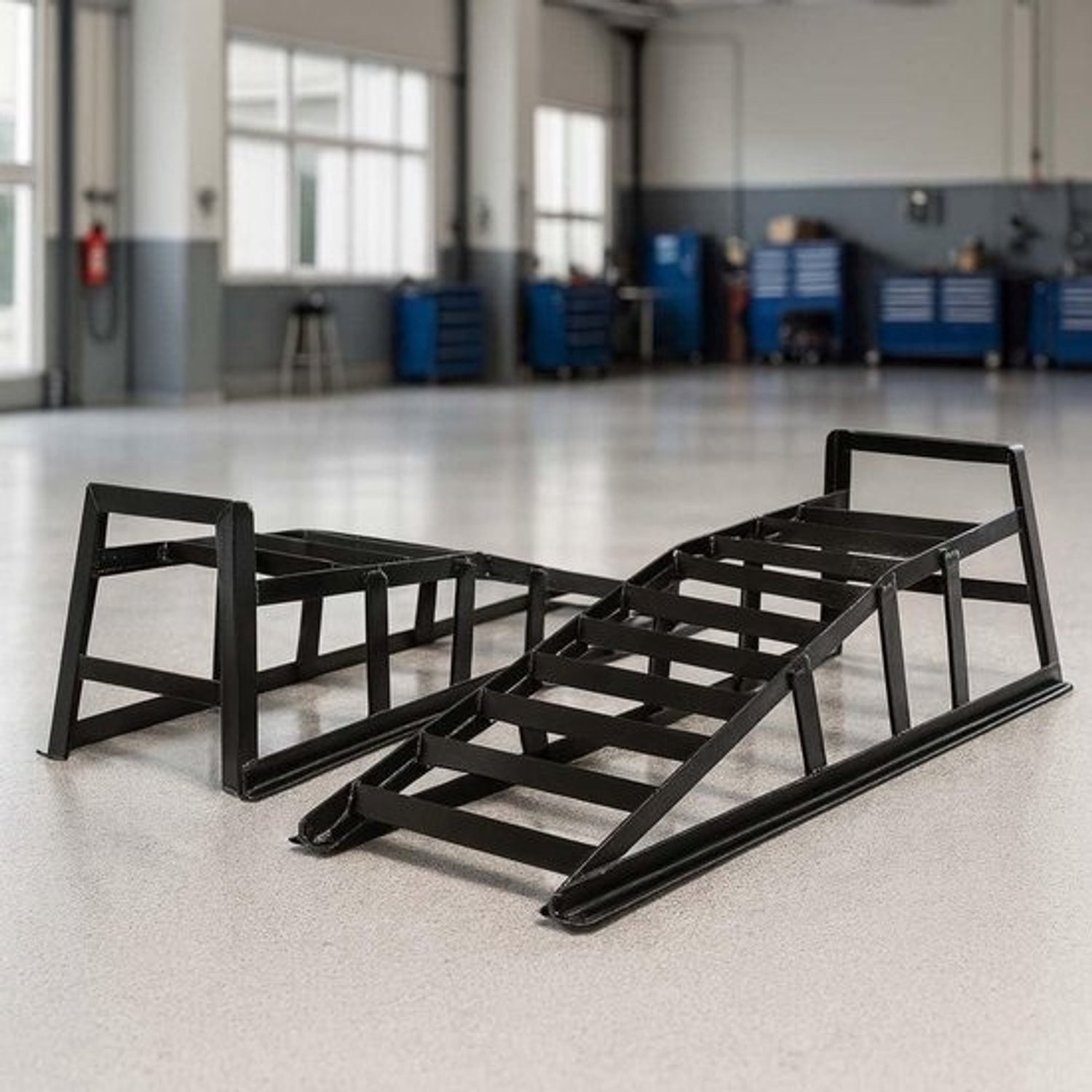 Oprijbokken - voor auto's - Oprijplaten - voor de garage - voor het laden van voertuigen - stalen constructie - 2 ton laadvermogen - zwart