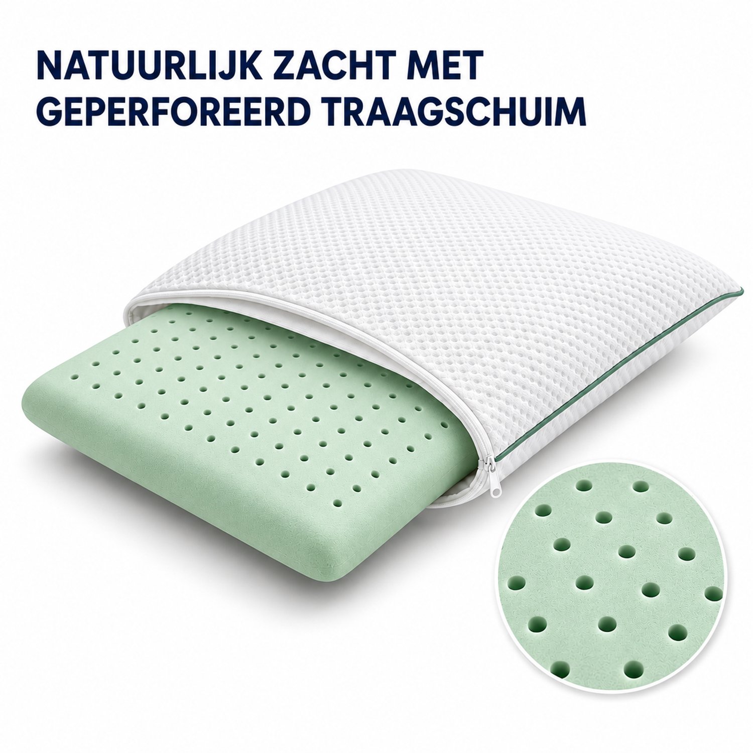 Dormidor SoftNature Hoofdkussen – Zijdezacht Traagschuim – Verrijkt met Natuurlijke Sojaolie – Ergonomisch – 60 × 40 cm Groen