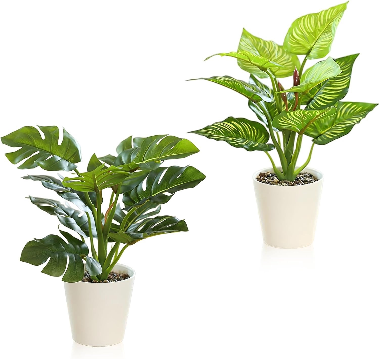 Set van 2 Kunstplanten in Pot, Decoratieve Planten voor Binnen, Ideaal voor Woonkamer, Badkamer en Keuken