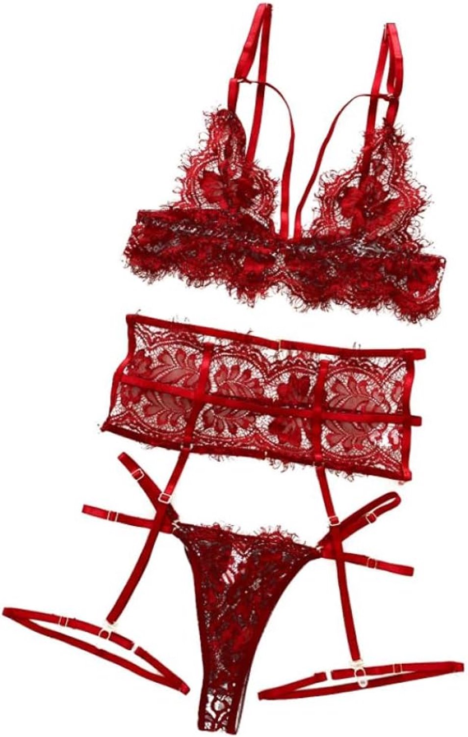 Lingerie Dameslingerie 3 stks Sexy Ondergoed Kousenband Kant Sexy Dunne Vrouwen Nachtkleding Bh Set