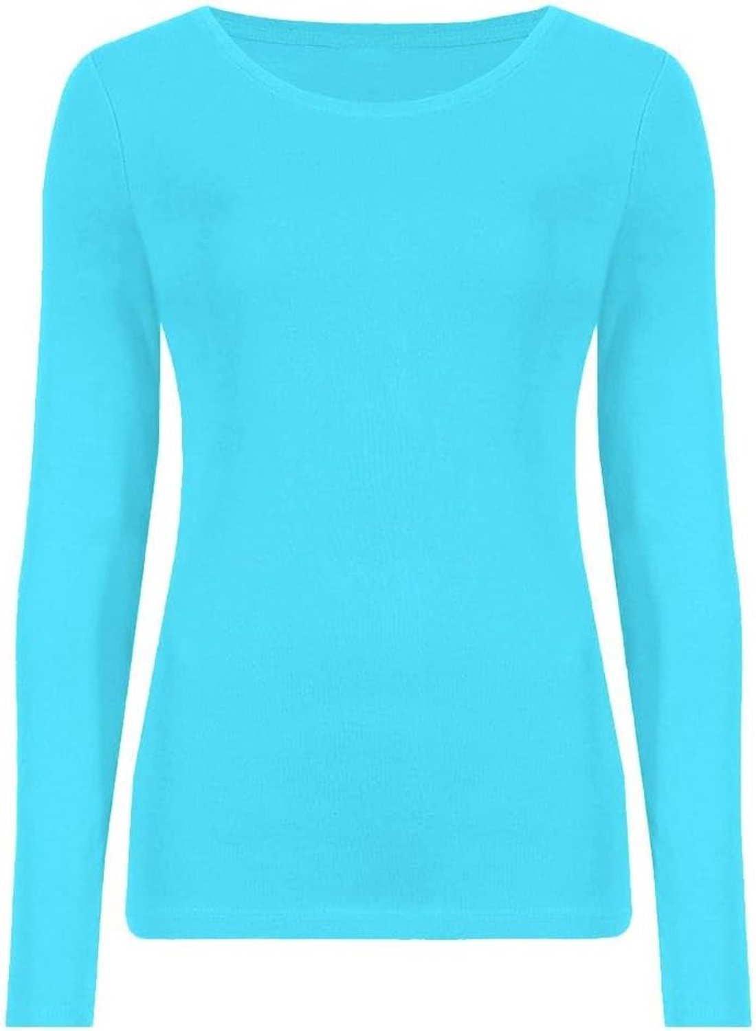 Lange mouw ronde hals effen casual basic stretchy getailleerd dames T-shirt top
