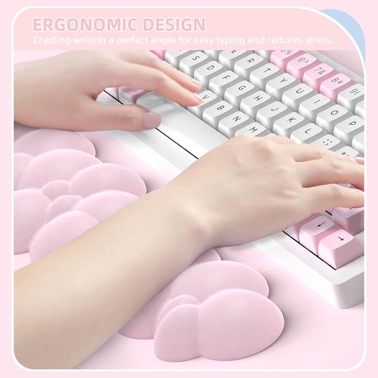 Ergonomisch gamingtoetsenbord met geheugenfoam polssteun, anti-slip basis en pijnverlichting voor langdurig gebruik — afbeelding 3