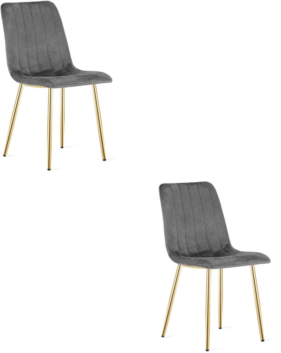 LEOBERT LAVA Eetkamerstoelen – Set van 2 – Donkergrijs Velvet – Goudkleurige Metalen Poten – Comfortabele en Ergonomische Zitting – Modern en Elegant Design – Voor Woonkamer, Keuken, Eetkamer en Slaapkamer donkergrijs / gouden