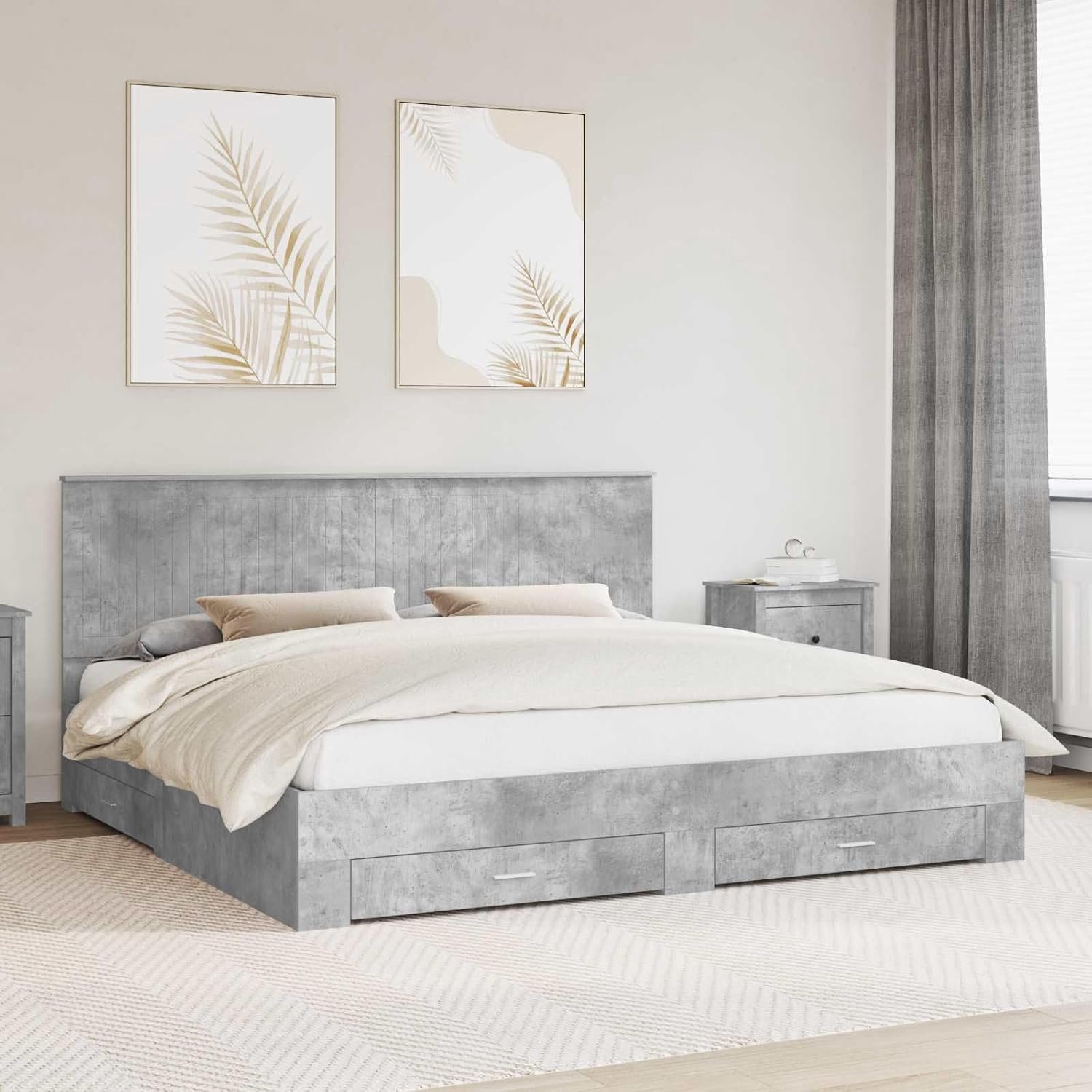 Strak design Bewerkt hout Betongrijs 200x200 cm