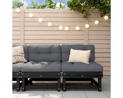 2 stuks, van massief grenenhout met lattendesign, modulaire houten bank voor tuin, terras of binnenplaats, robuust frame met rugleuning voor comfortabel zitten