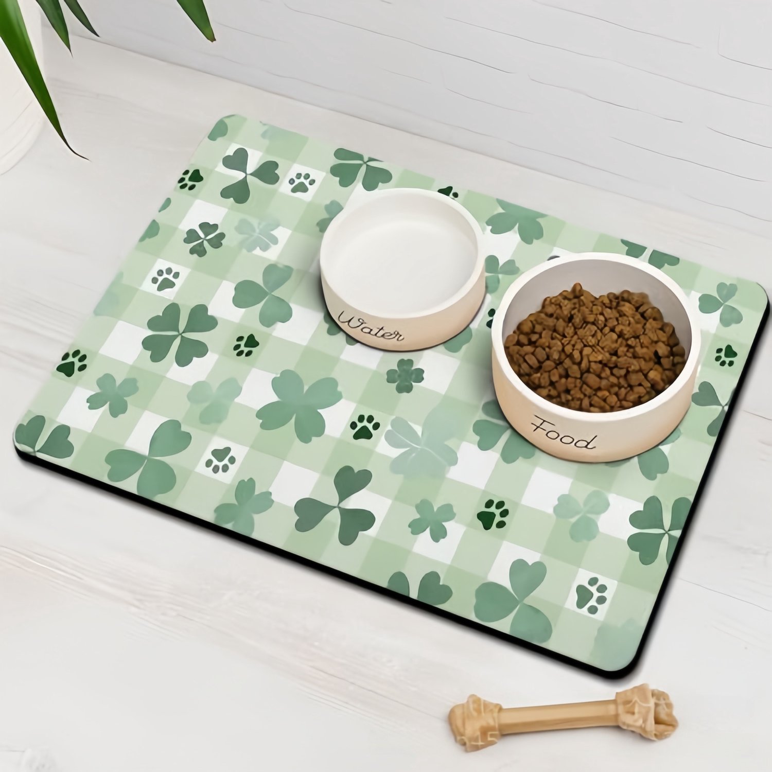 Huisdiermat – Voermat voor honden – Absorberende mat – Mat voor voer- en drinkbakken – Sneldrogend (houdt de voerplek droog en schoon) – Antislip – Eenvoudig dagelijks te reinigen (veeg het oppervlak simpelweg af met een vochtige doek)-50 x 80 cm