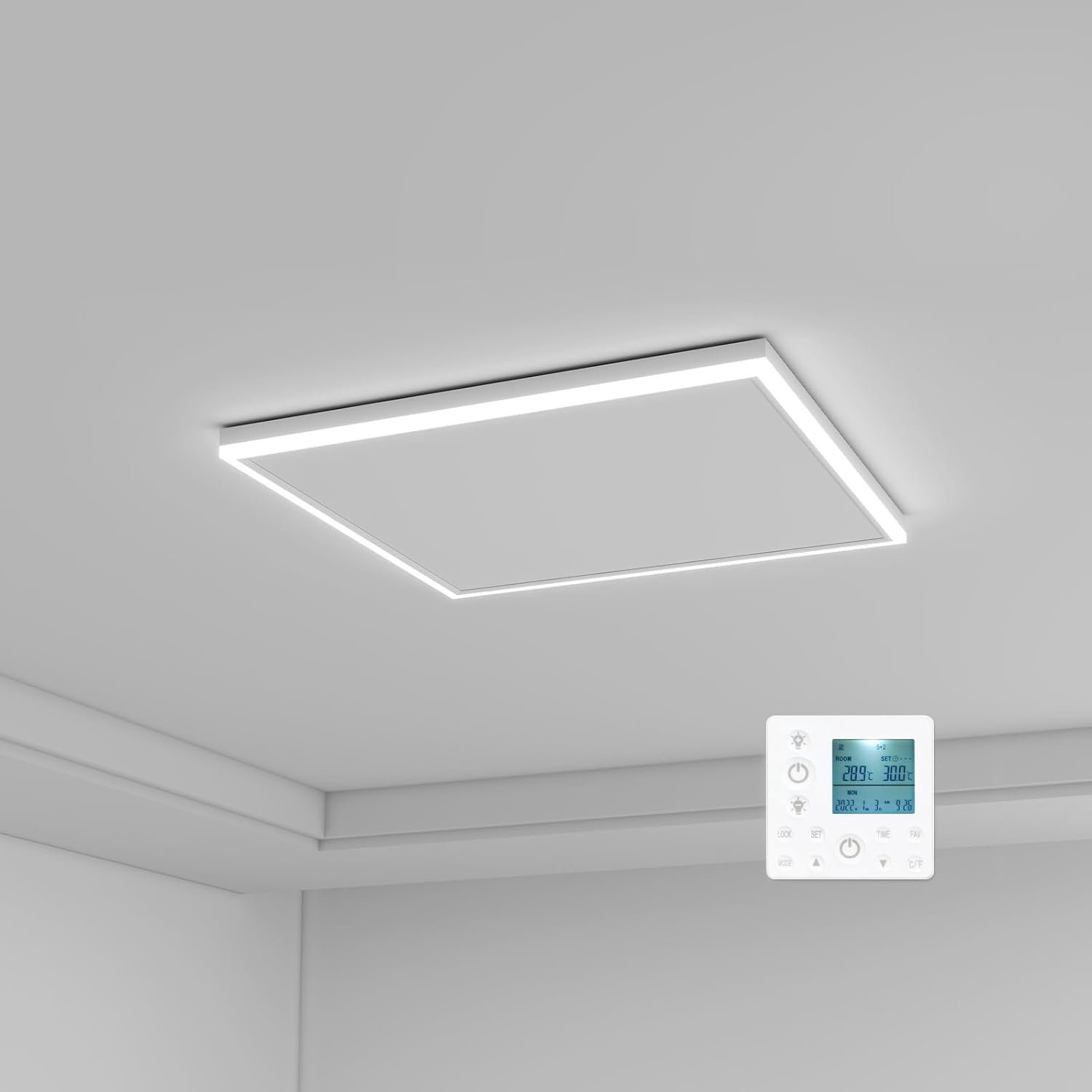 Bol.com QH-HL Infrarood paneel met LED verlichting (400 - 840 Watt) - Wit - 400 Watt - 65 x 63 cm aanbieding