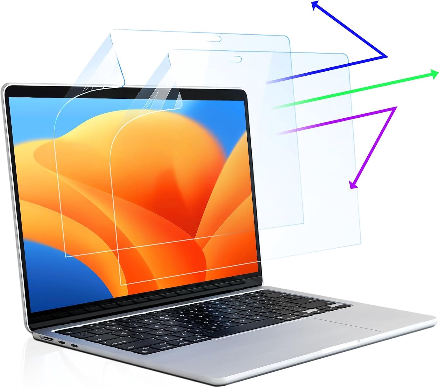 Displaybeschermfolie voor MacBook Pro 13 inch (2016-2022, M1, M2) en MacBook Air 13 inch (2018-2021, M1), anti-reflecterend HD-displaybeschermfolie voor MacBook Air 13 inch, 2 stuks