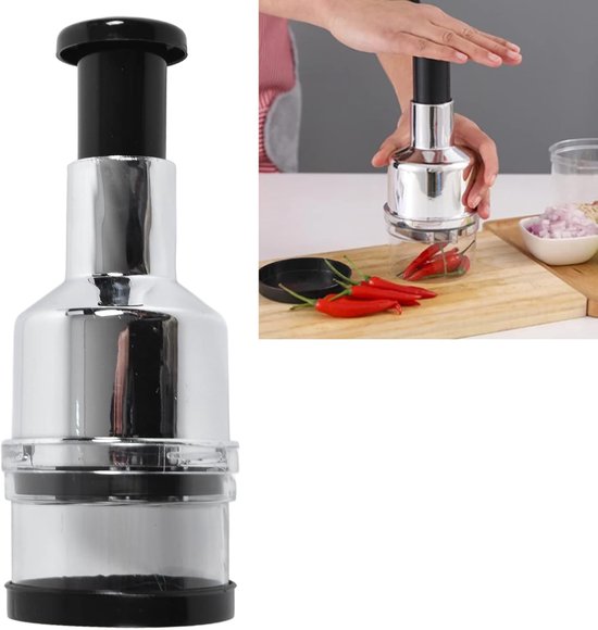 Chopper van Roestvrij Staal - Handgroenten Hakselaar voor Groenten, Noten en Meer - Handheld Veggie Snijder voor Keuken — afbeelding 2