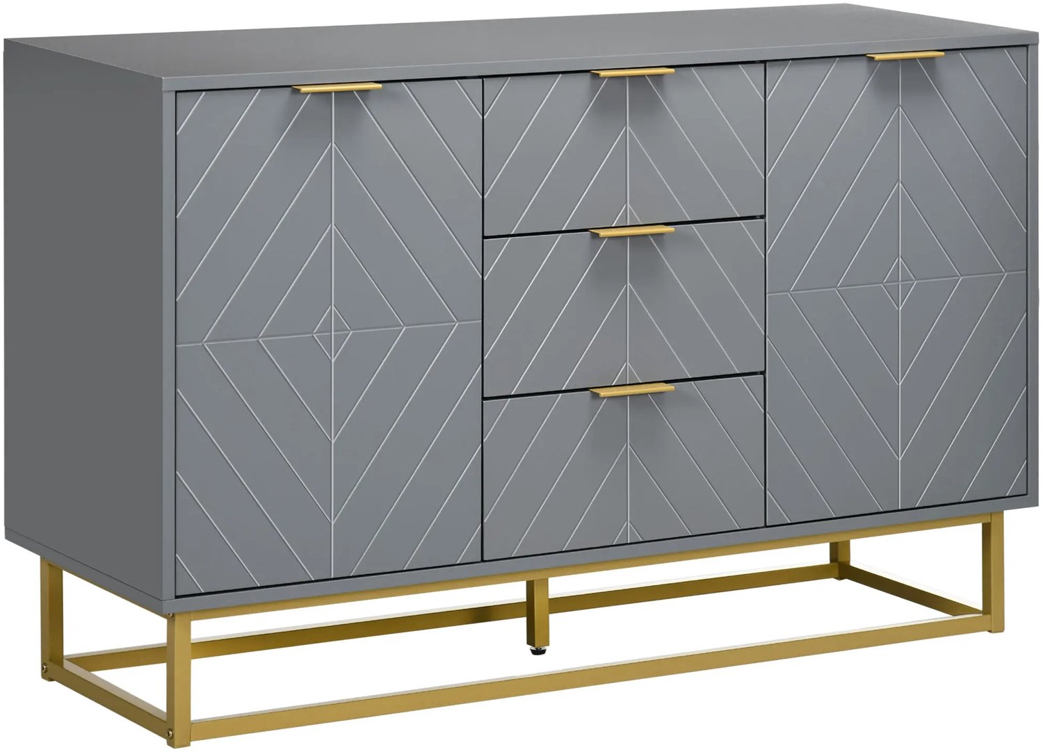 Prime Home Ladekast - Dressoir - Opbergkast - 3 lades en 2 deuren - 120 x 40 x 76cm - Grijs