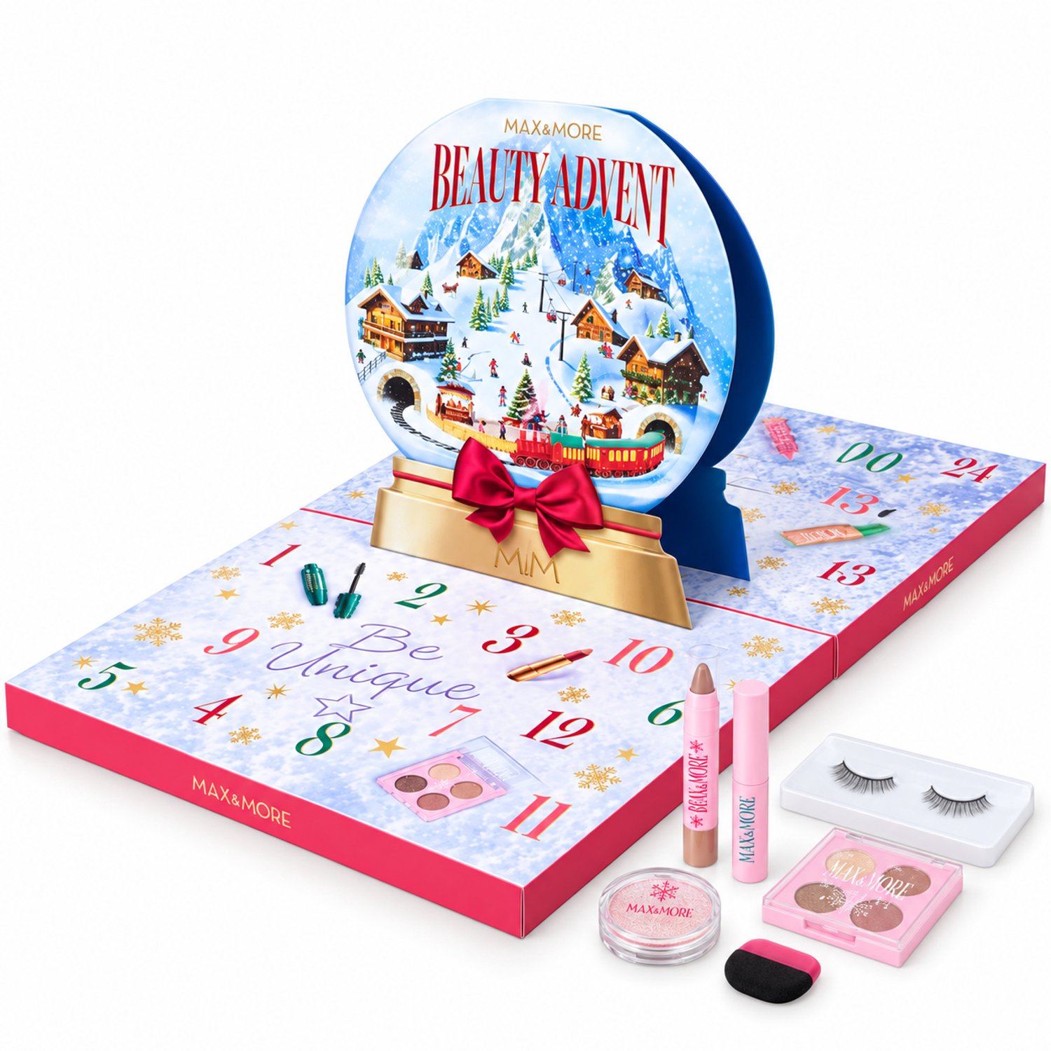 MAX & MORE Beauty Adventskalender – 24 Beauty Cadeaus – Make-up & Verzorging – Kerst Adventskalender + Origineel Koreaans Collageen Wrapping Night Mask – foto 3