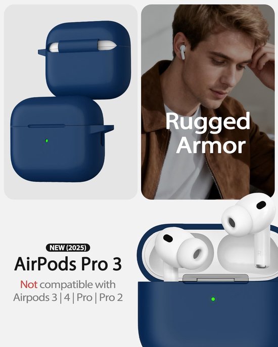 Siliconen voor AirPods Pro 3 Hoes, A2-Navy Blue — afbeelding 2
