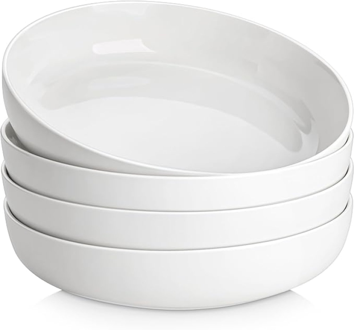Nazik Living Grote Pastakommen Set van 4 - 1420 ml Porseleinen Saladekommen - 23 cm - Magnetron- en Vaatwasserbestendig - Wit