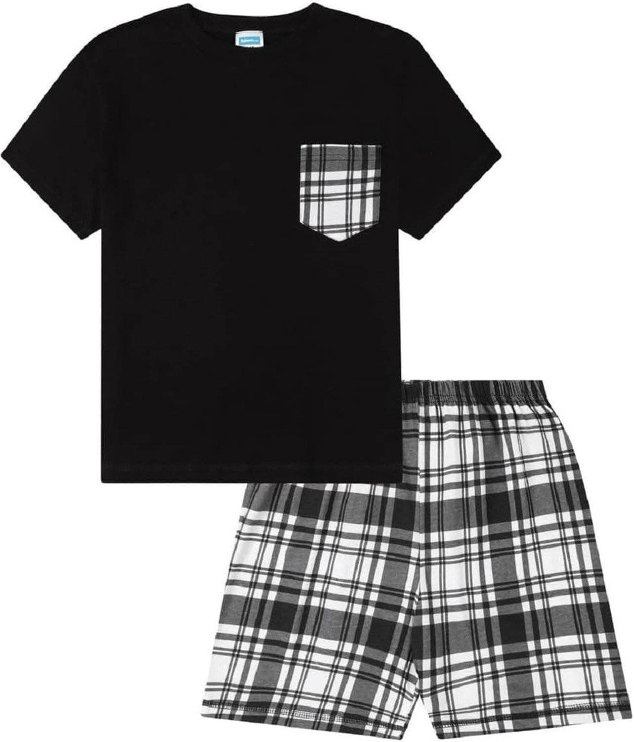 Zwart-wit Korte Tartan Check Shorts Pyjama Set Pjs Voor Kinderen