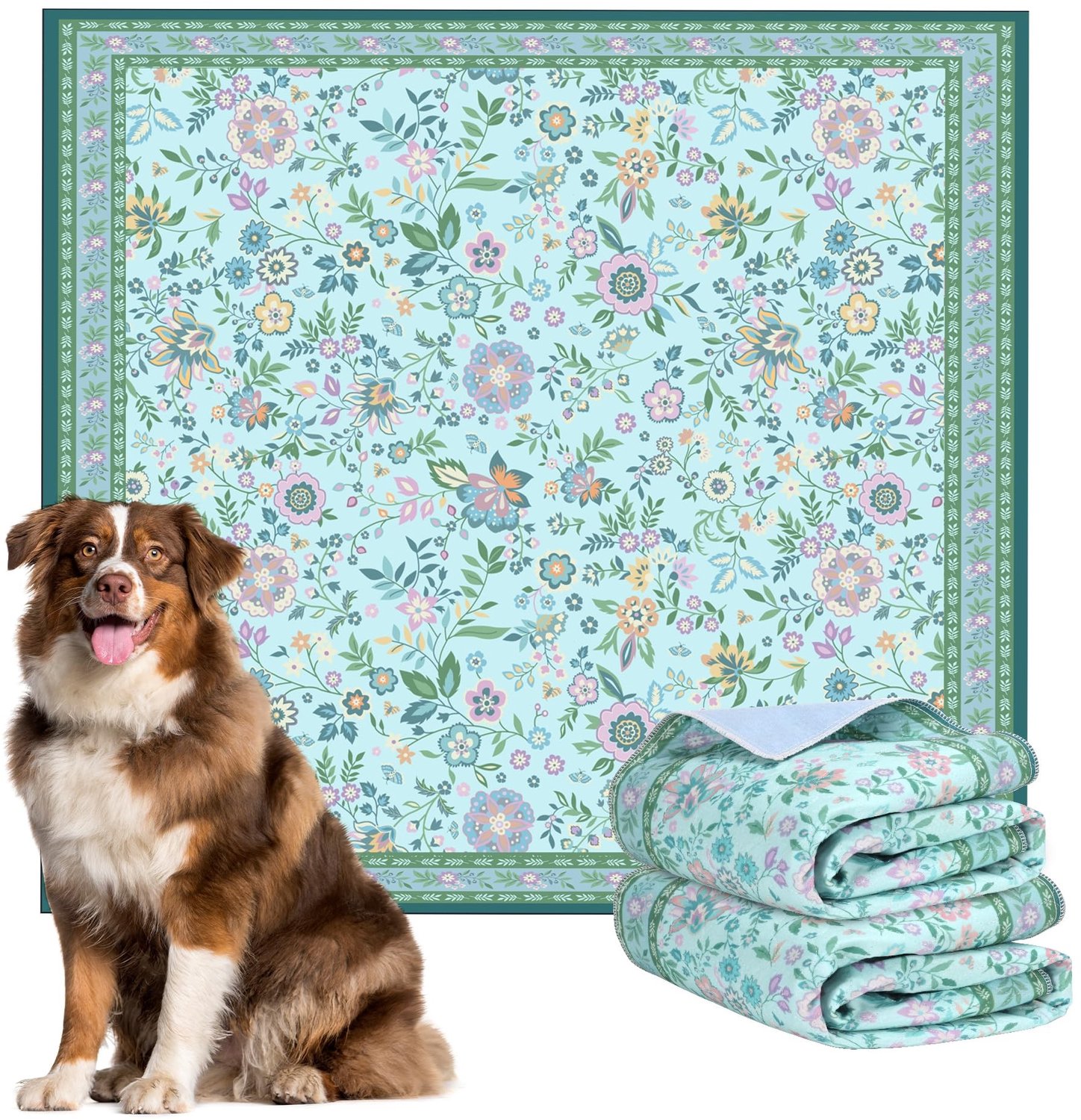 Set van 2 Wasbare Puppy Pads 122 x 122 cm Waterdicht met Bloemmotief