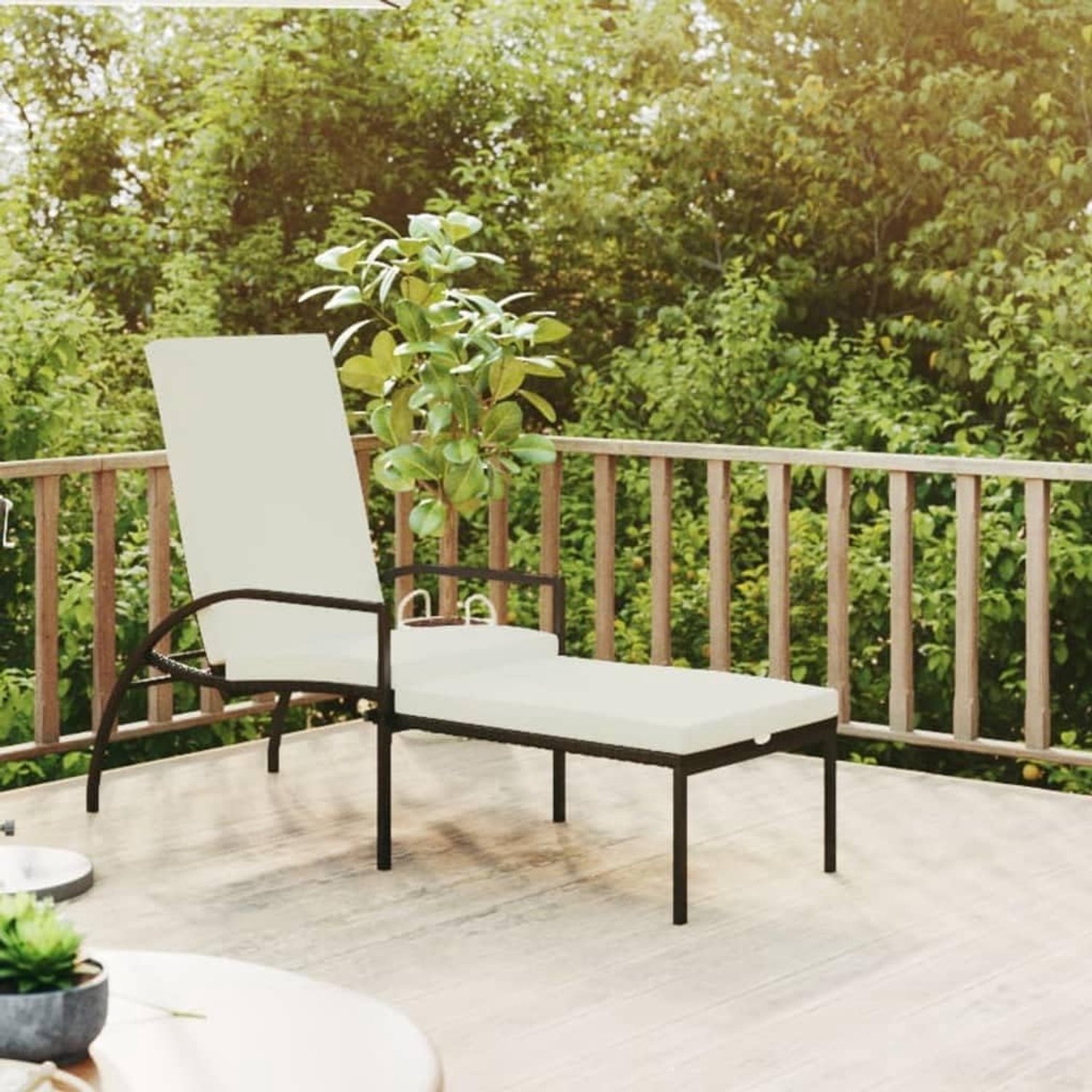 5 stuks, beige, polyrotan, set met veiligheidsglas, tafel en acaciahout, armleuningen voor terras, tuin, balkon, moderne eetkamer, outdoor, meubels, weerbestendig