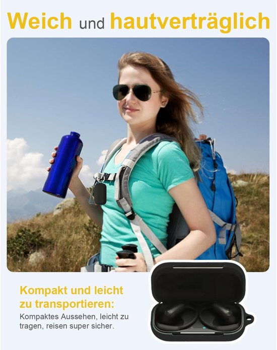 Hoes voor Anker, Soundcore AeroFit 2 Pro, draadloze hoofdtelefoon, zachte siliconen beschermhoes, huidvriendelijk etui met ronde gesp, volledige bescherming, zwart — afbeelding 5