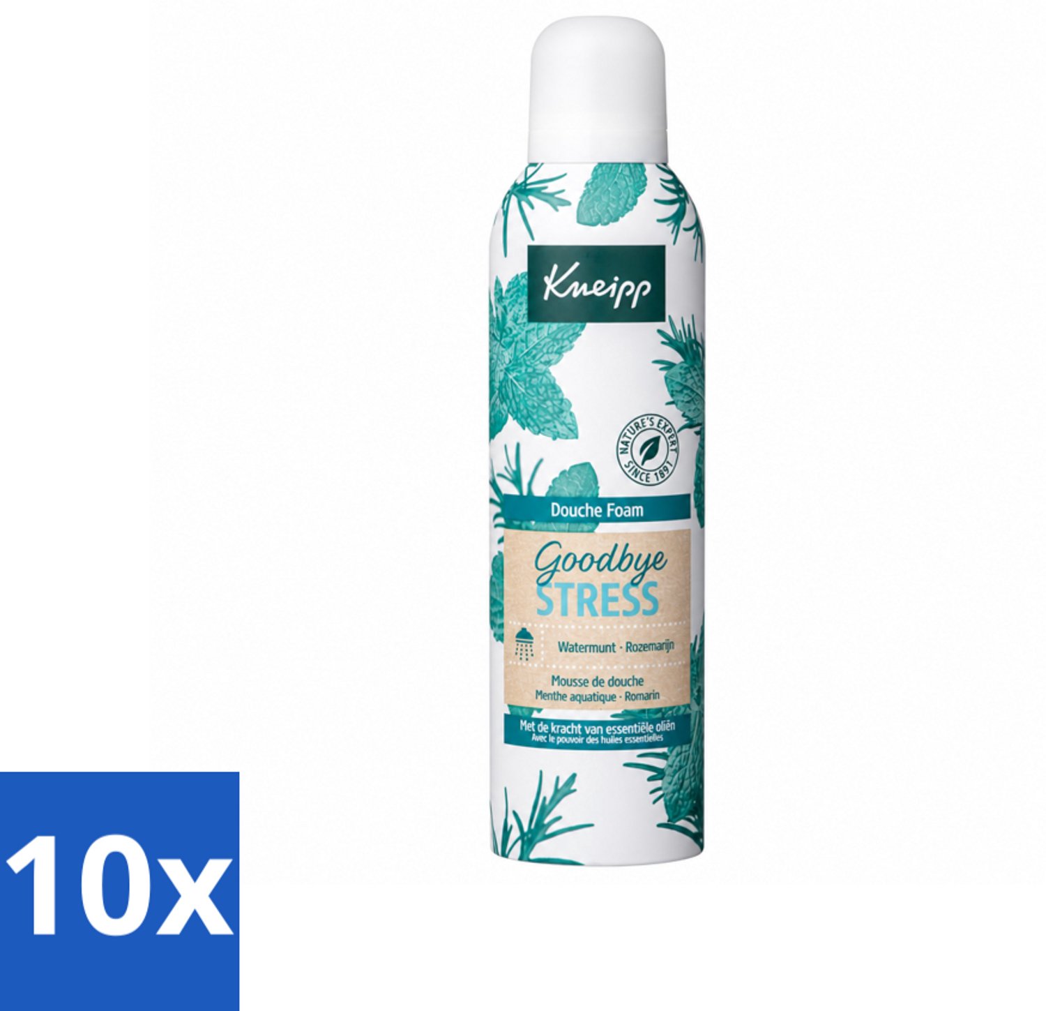 10 x Kneipp - Douche schuim - Goodbye Stress - Watermunt & Rozemarijn - 200 ml - Voordeelverpakking - 10 stuks