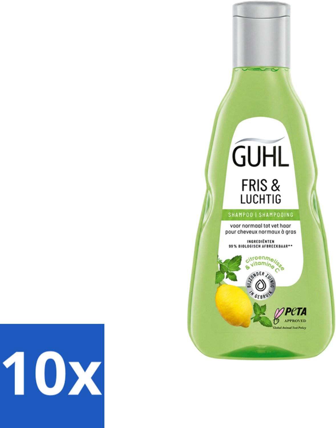 10 x Guhl - Shampoo - Fris & Luchtig - 250 ml - Voordeelverpakking - 10 stuks