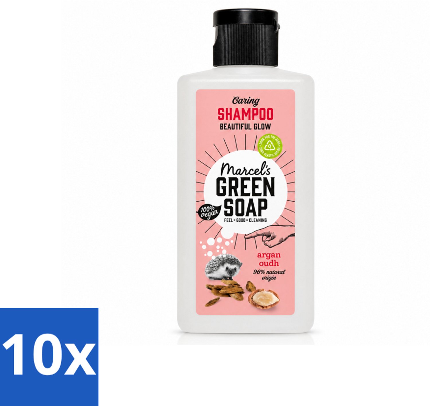 10 x Marcel's Green Soap - Shampoo - Caring Argan & Oudh - Milde verzorging - 100 ml - Voordeelverpakking - 10 stuks