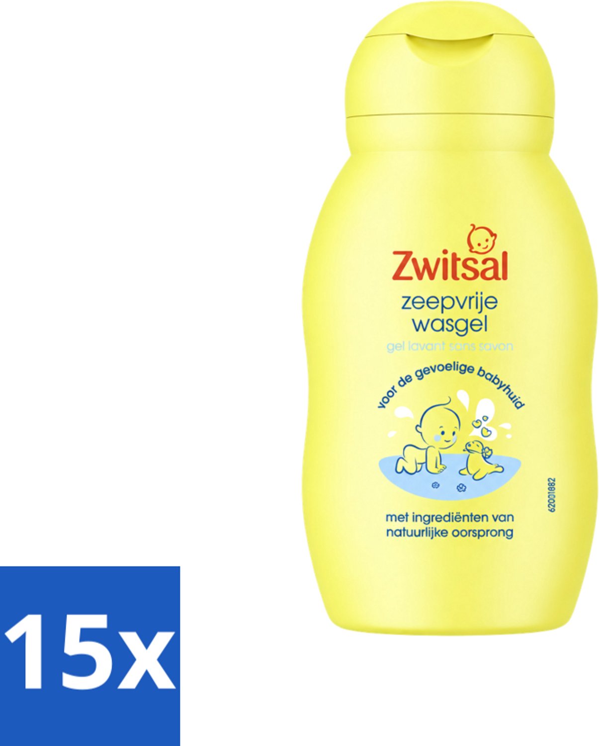 15 x Zwitsal - Wasgel Mini - Zeepvrij & Mild - 75 ml - Reisformaat - Voordeelverpakking - 15 stuks