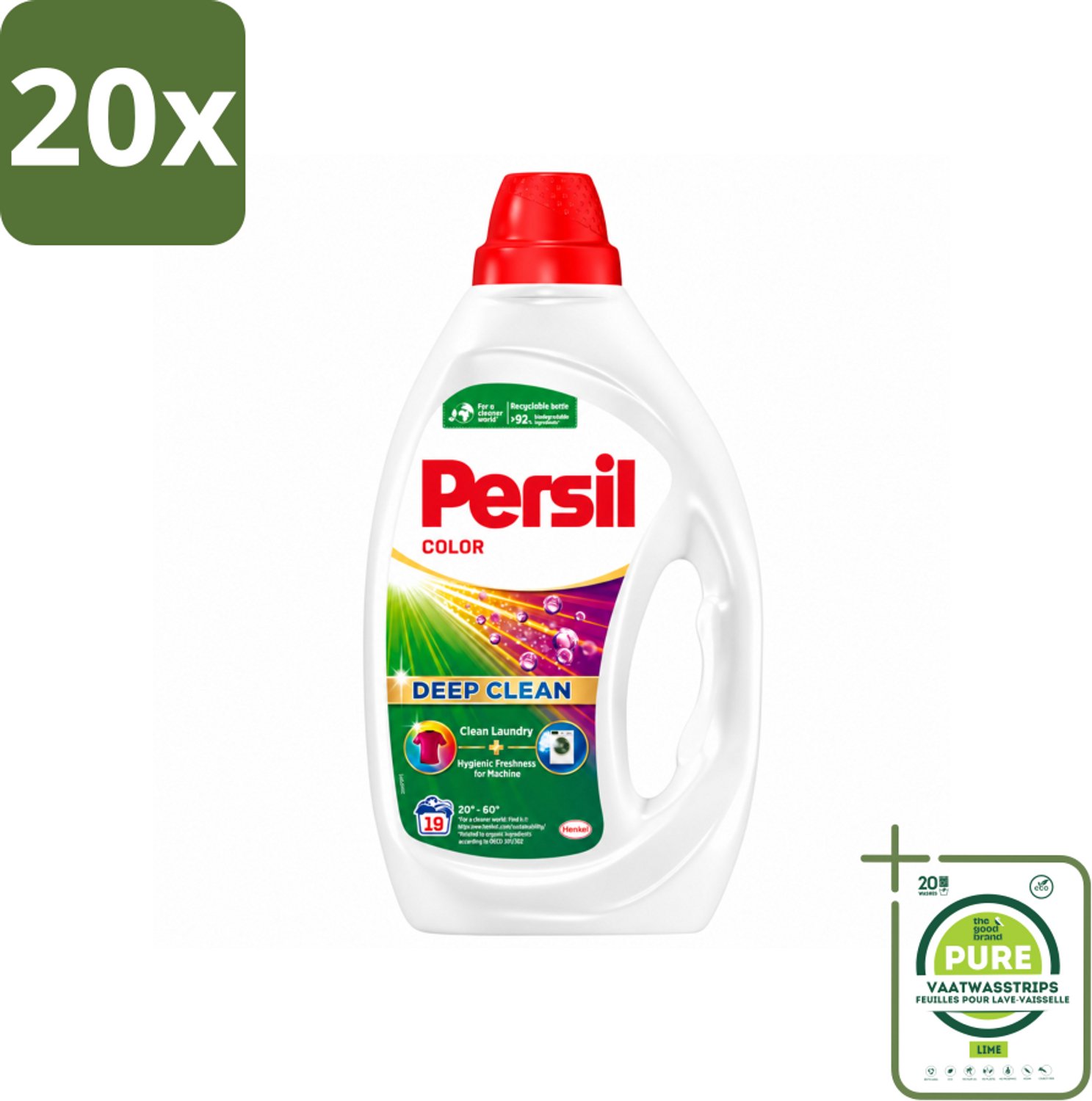 20 x Persil - Wasmiddel - Wasmiddel Gel Color - Voor Gekleurde Was - 19 wasbeurten - Grootverpakking - Vaatwasstrips - Wasmiddel Gel - Wasmiddel Gekleurd - Wasmiddel Voor Gekleurde Kleding - Frisse Was - Kleurbehoud