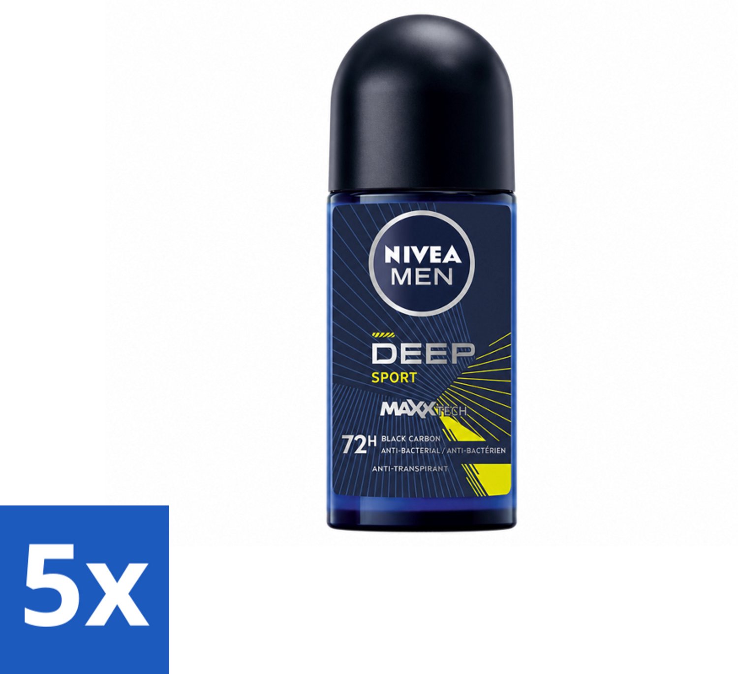 5 x NIVEA MEN - Deodorant Roller - Deep Sport - 50 ml - Voordeelverpakking - 5 stuks