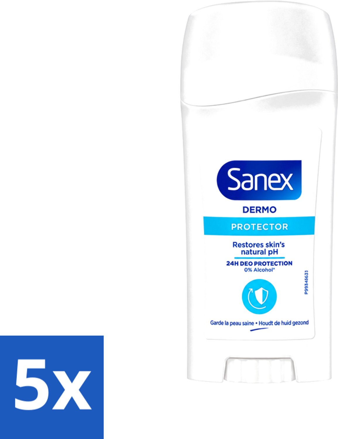 5 x Sanex - Deodorant Stick - Dermo Protector - Huidvriendelijke Formule - 65 ml - Voordeelverpakking - 5 stuks