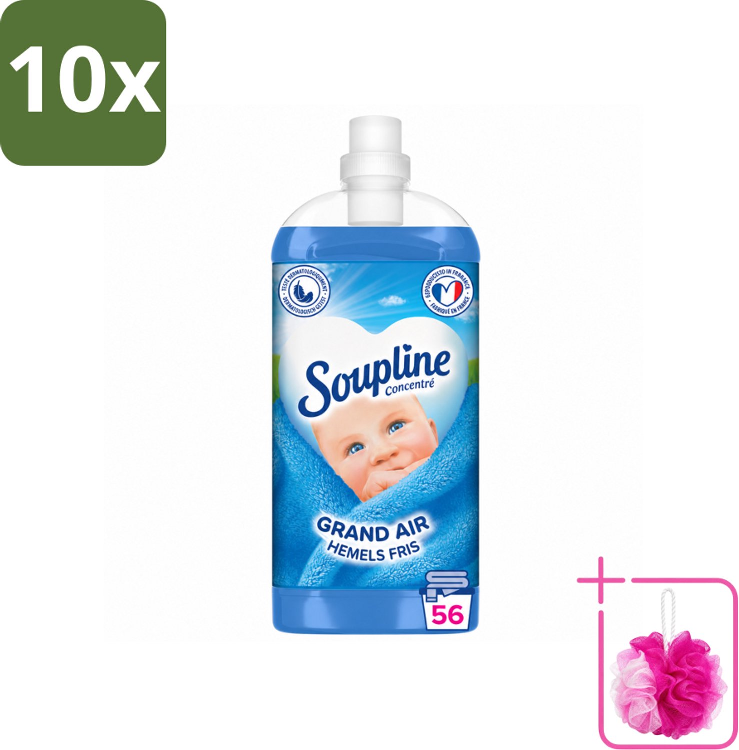 10 x Soupline - Wasverzachter - Hemels Fris - 1350 ml - Bulkverpakking - Wasverzachter - Douchemop - Wasgoed