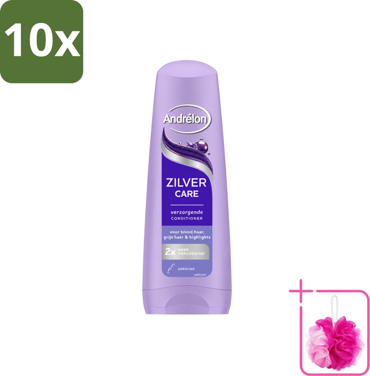 10 x Andrélon – Conditioner – Zilver Care – 200 ml - Bulkverpakking - Blond haar verzorging - Douchemop - Grijs haar verzorging