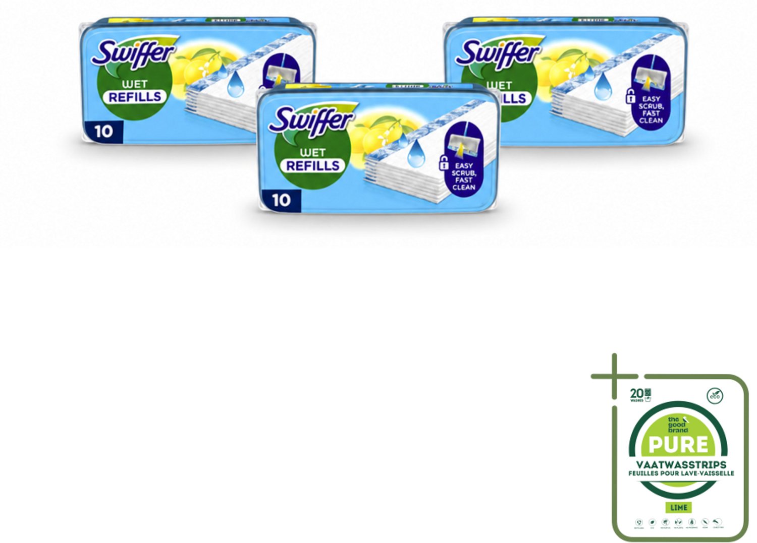 3 x Swiffer - Vloerdoekjes – Citrus Fresh – 10 doekjes - Grootverpakking - Vaatwasstrips - Vloerdoekjes Navullingen - Schoonmaak Doekjes - Citroengeur - Schrobdoekjes - Vuil Oplossen