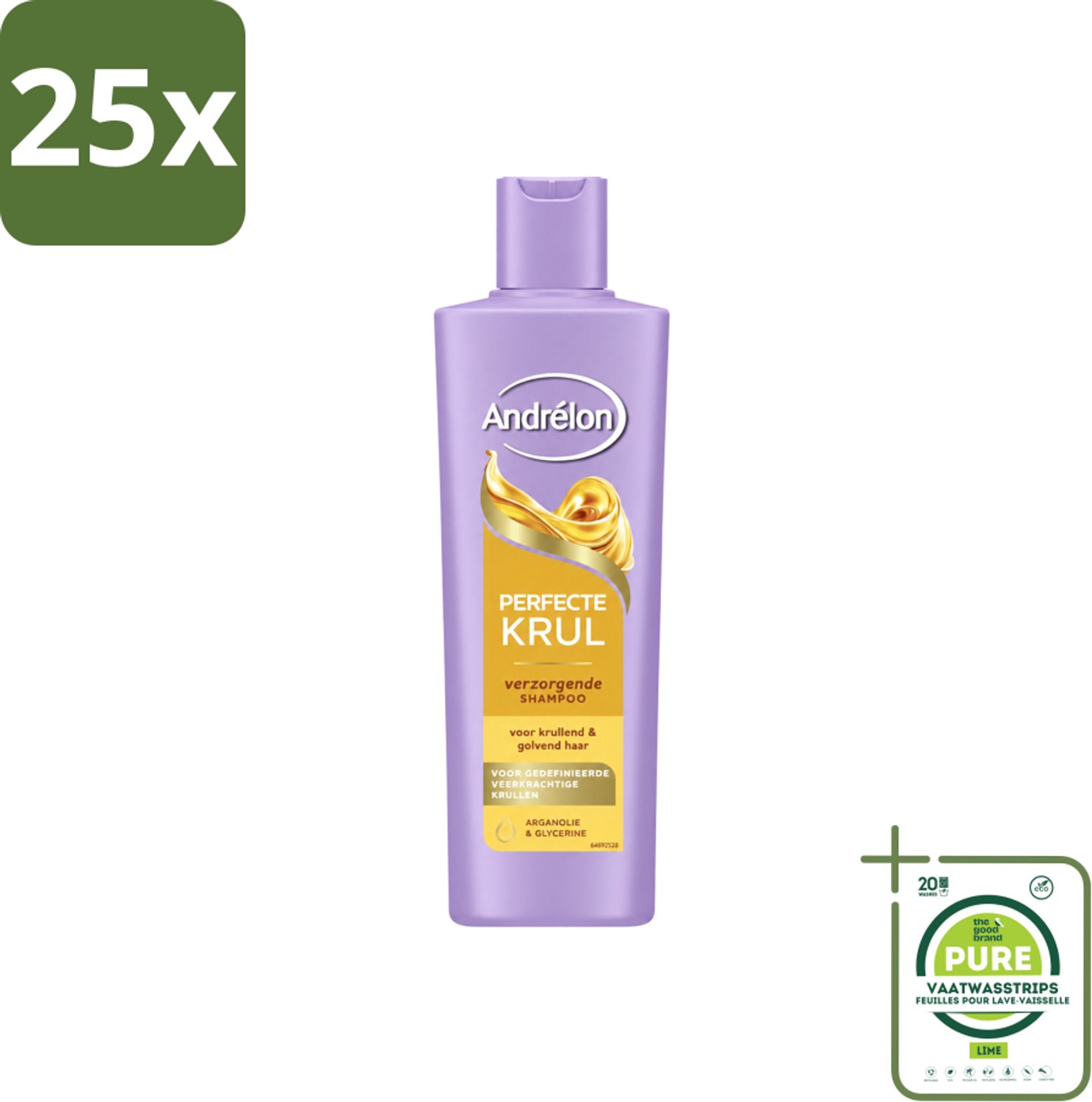 25 x Andrélon – Shampoo – Perfecte Krul – 250 ml - Grootverpakking - Vaatwasstrips - Krullen Verzorging - Krulshampoo - Krulverzorging - Pluisvrij Haar - Kruldefinitie