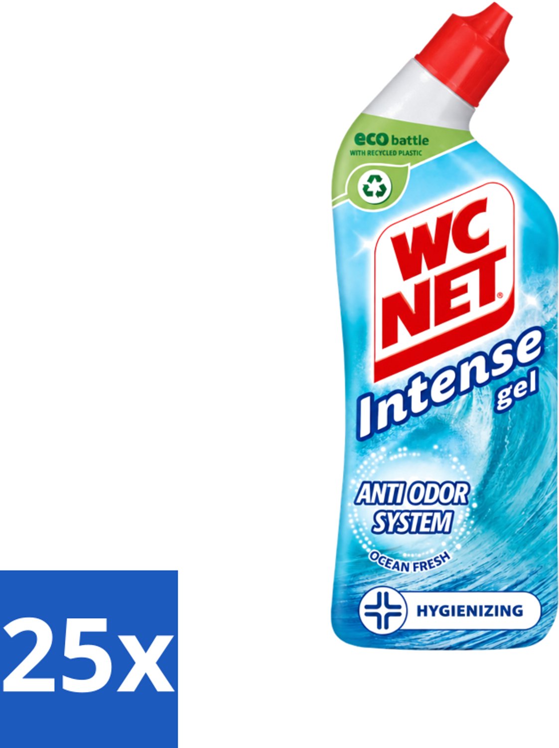 25 x WC Net - Toiletreiniger - Gel - Ocean Fresh - Verwijderd Geuren - 750 ml - Voordeelverpakking - 25 stuks