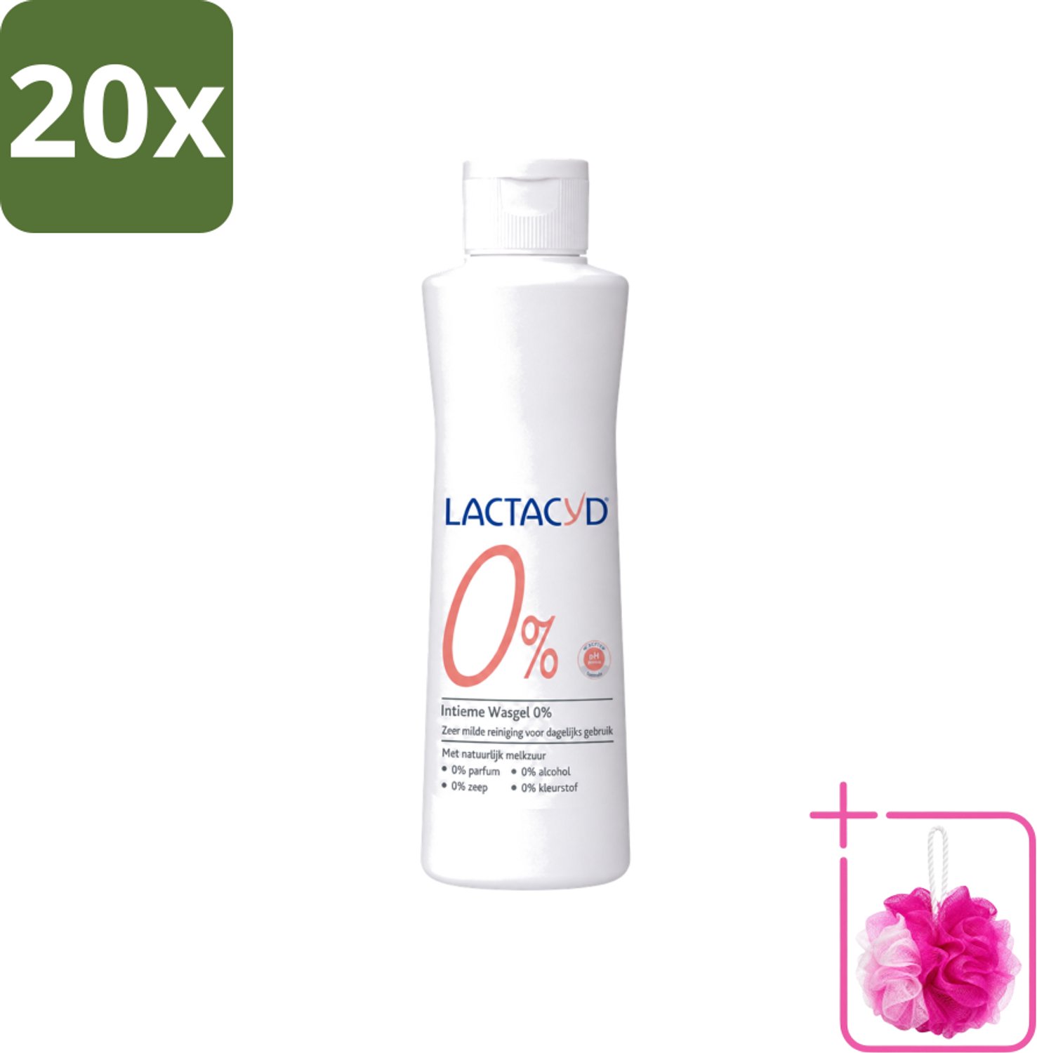 20 x Lactacyd – 0% – Milde Wasgel – 250 ml - Bulkverpakking - Intieme wasgel - Douchemop - Gevoelige huid