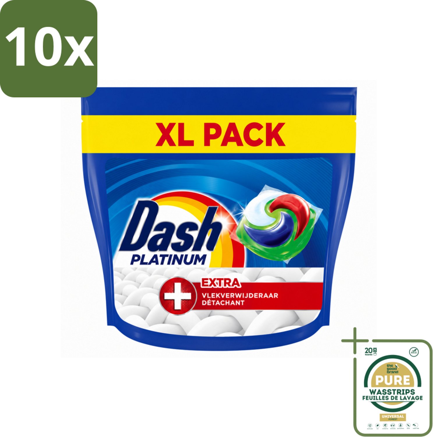 10 x Dash – Wasmiddelcapsules – 4in1 Pods + Extra Vlekkenverwijderaar – 35 capsules - Wasstrips - Wasmiddel Capsules - Vlekkenverwijderaar - 4in1 Wasmiddel - Krachtige Reiniging - Wasmiddel Voor Kleding