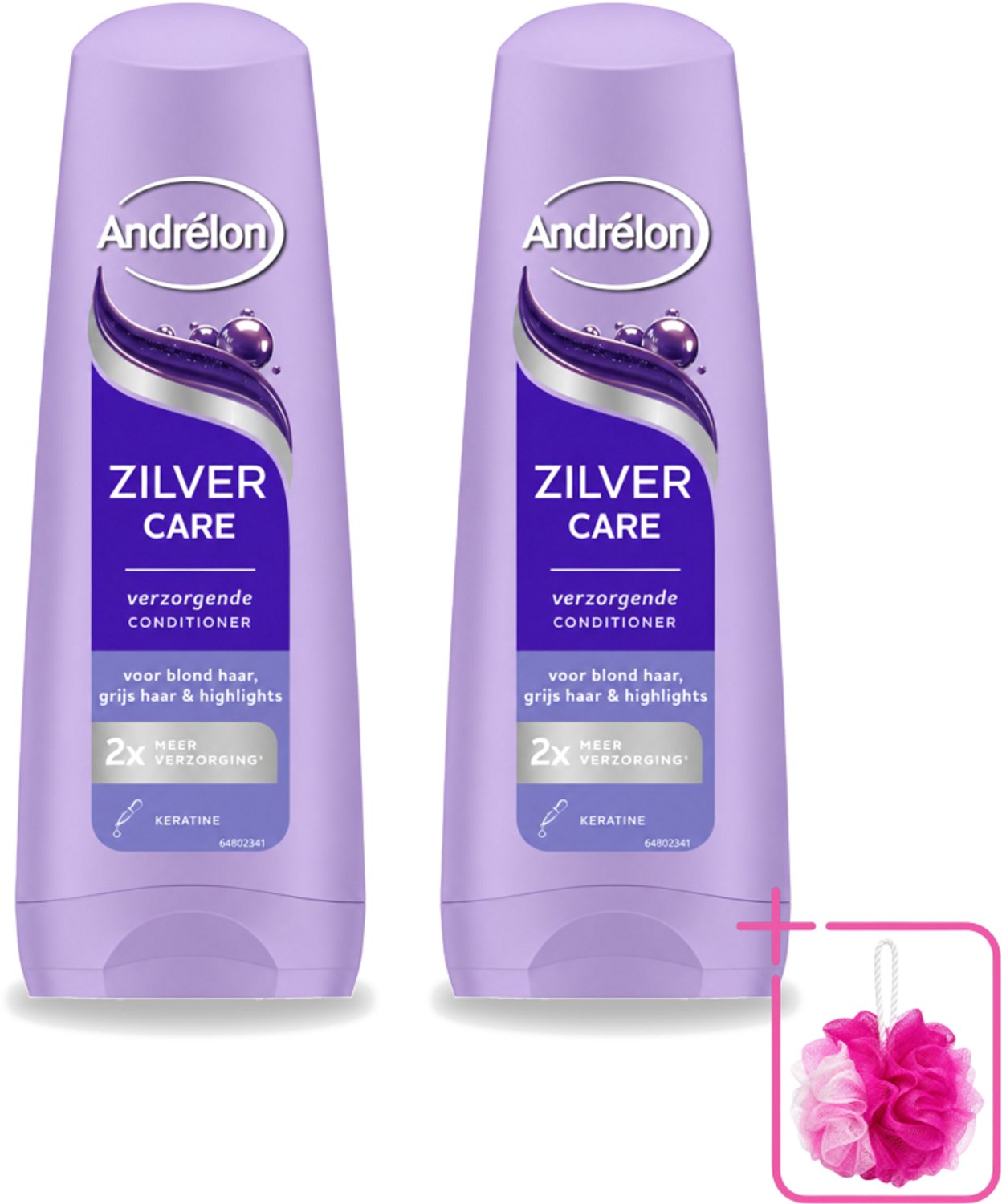 2 x Andrélon – Conditioner – Zilver Care – 200 ml - Bulkverpakking - Blond haar verzorging - Douchemop - Grijs haar verzorging