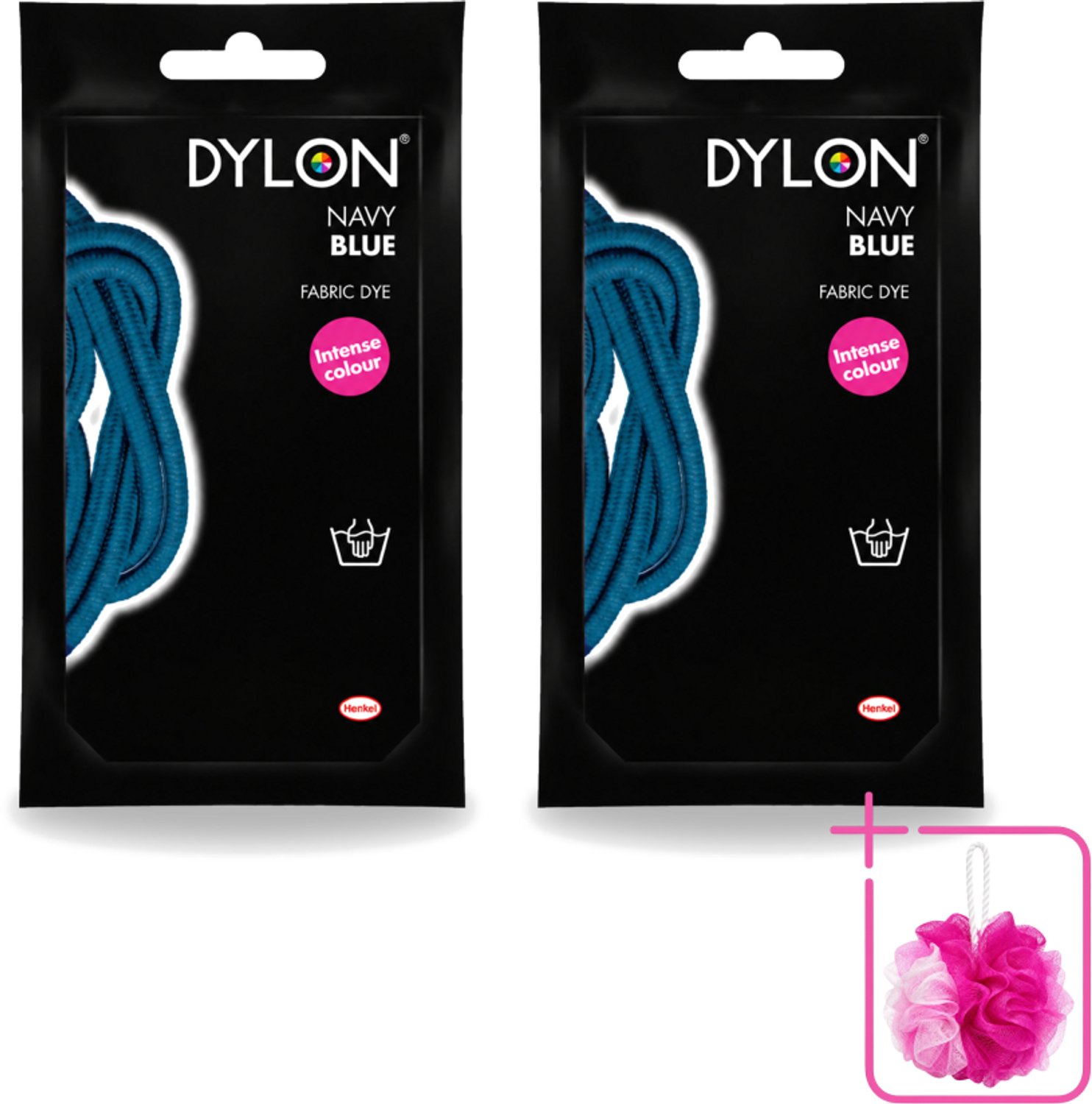 2 x DYLON – Textielverf Handwas – Navy Blue – 50 g - Bulkverpakking - Navy Blue - Douchemop - Marineblauw