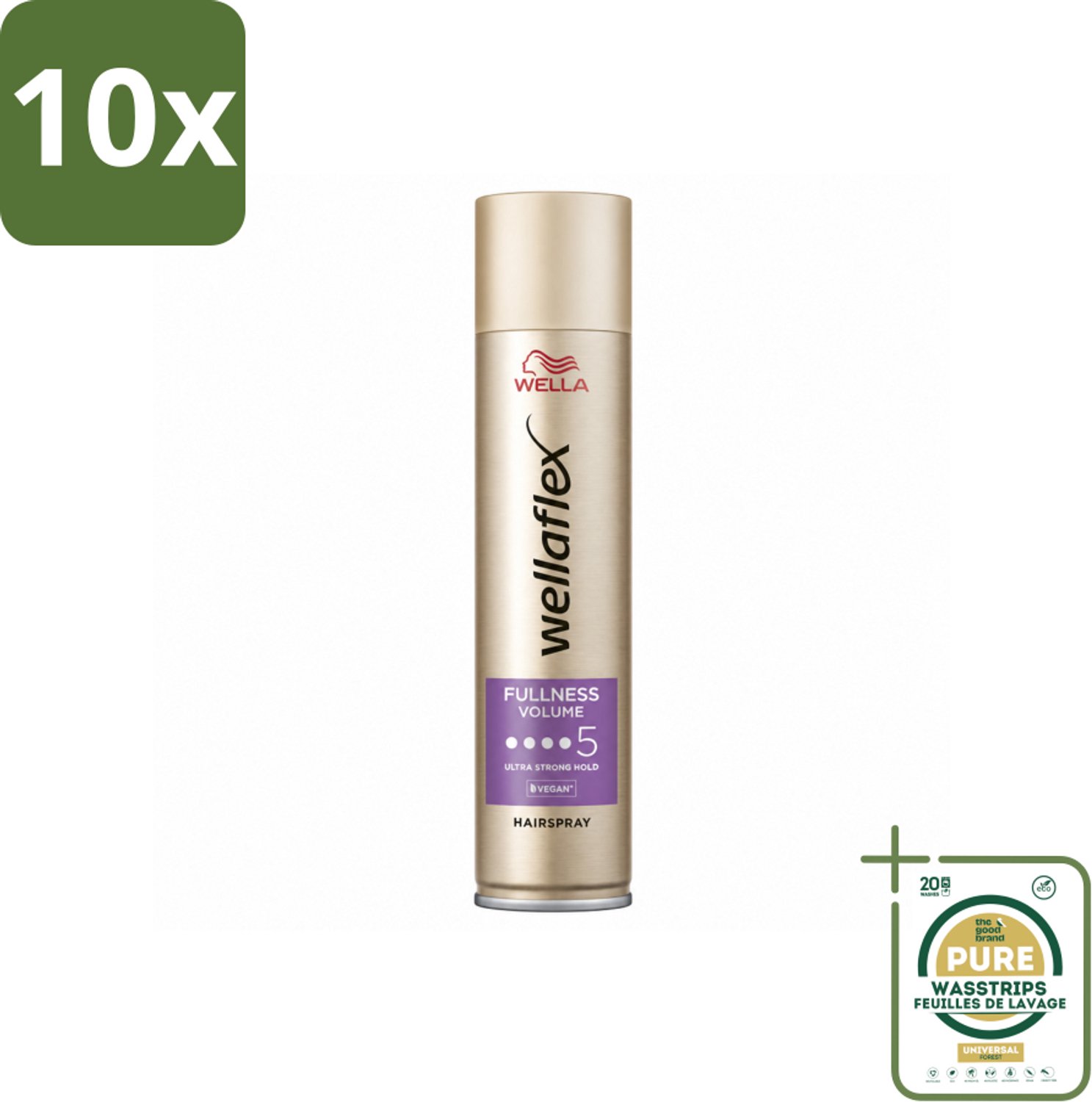 10 x Wella – Flex Fullness Volume Ultra Strong – Haarspray – 250 ml - Wasstrips - Haarspray - Volumeverhogend - Haarfixatie - Dun Haar - Fijn Haar