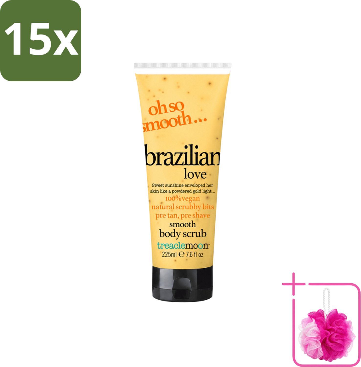 15 x Treaclemoon – Body Scrub – Brazilian Love – 225 ml - Bulkverpakking - Body scrub - Douchemop - Exfoliatie