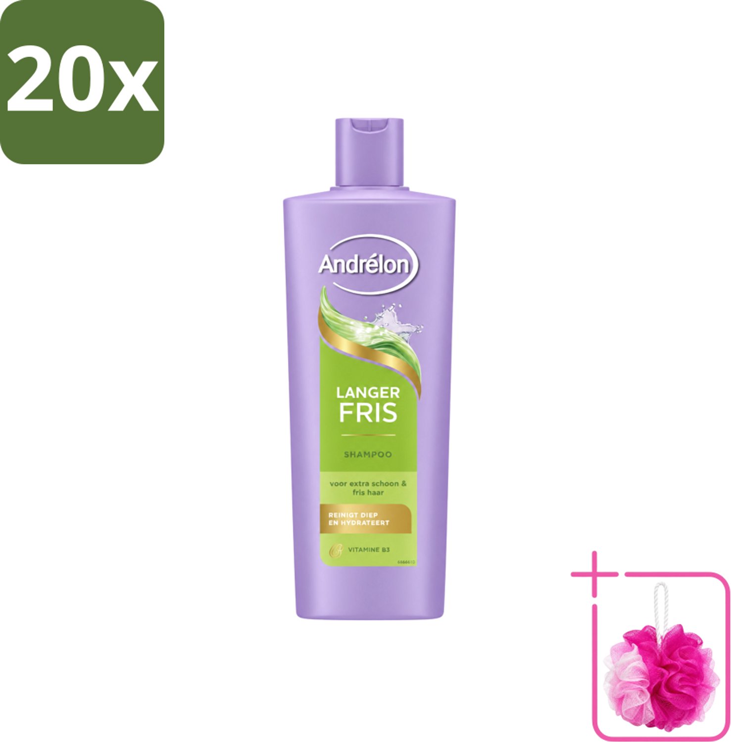 20 x Andrélon – Shampoo – Langer Fris – 400 ml - Bulkverpakking - Luchtig haar - Douchemop - Fris haar