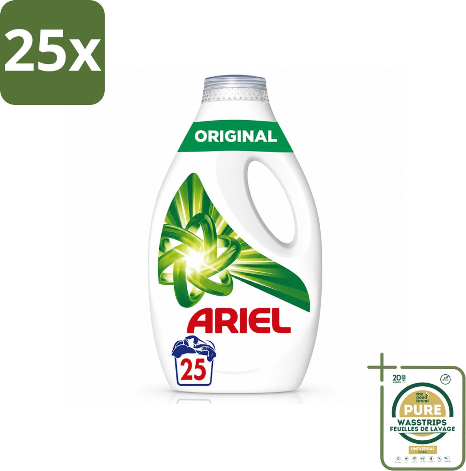 25 x Ariel – Original – Vloeibaar Wasmiddel – 1,13 L - Wasstrips - Vloeibaar Wasmiddel - Wasmiddel Origineel - Fris Wasmiddel - Diepe Reiniging - Koudwasformule