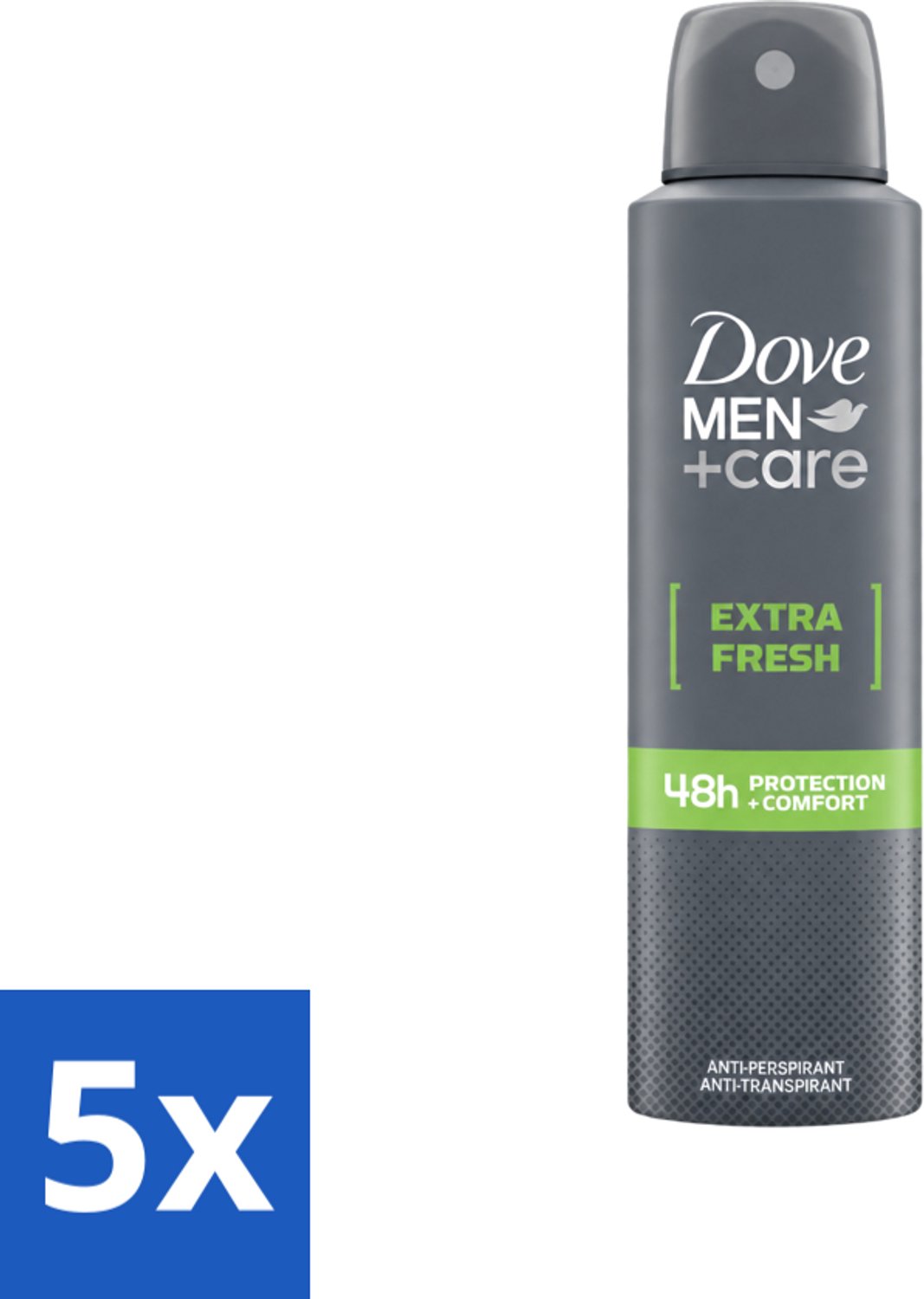 5 x Dove Men+Care - Extra Fresh - Deospray - Anti-Transpirant - 150 ml - Voordeelverpakking - 5 stuks