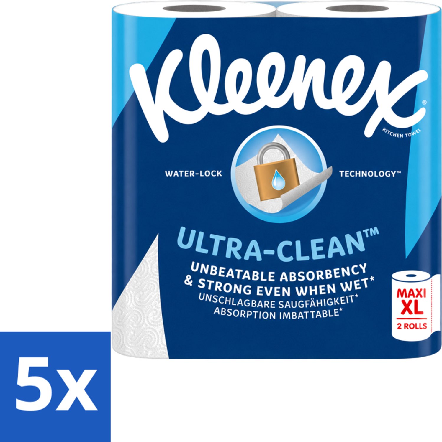 Kleenex Keukenpapier Ultra Clean Maxi XL 2 stuks per verpakking - Bulkverpakking - 5 stuks
