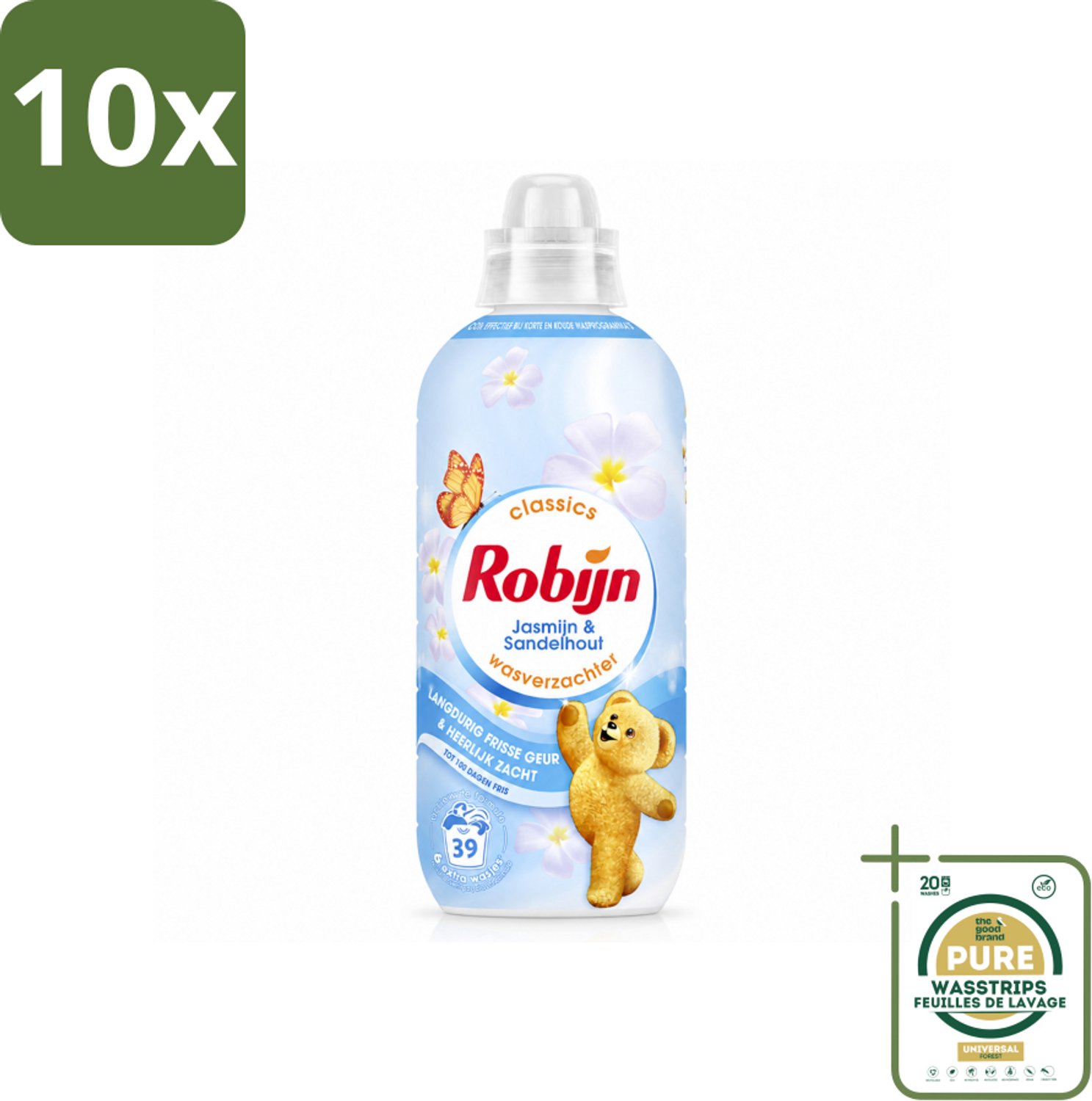 10 x Robijn – Wasverzachter – Jasmijn & Sandelhout – 780 ml - Wasstrips - Wasverzachter Jasmijn En Sandelhout - Wasverzachter Voor Kleding - Wasverzachter Met Geur - Wasverzachter Voor Linnen - Wasverzachter Voor Kast