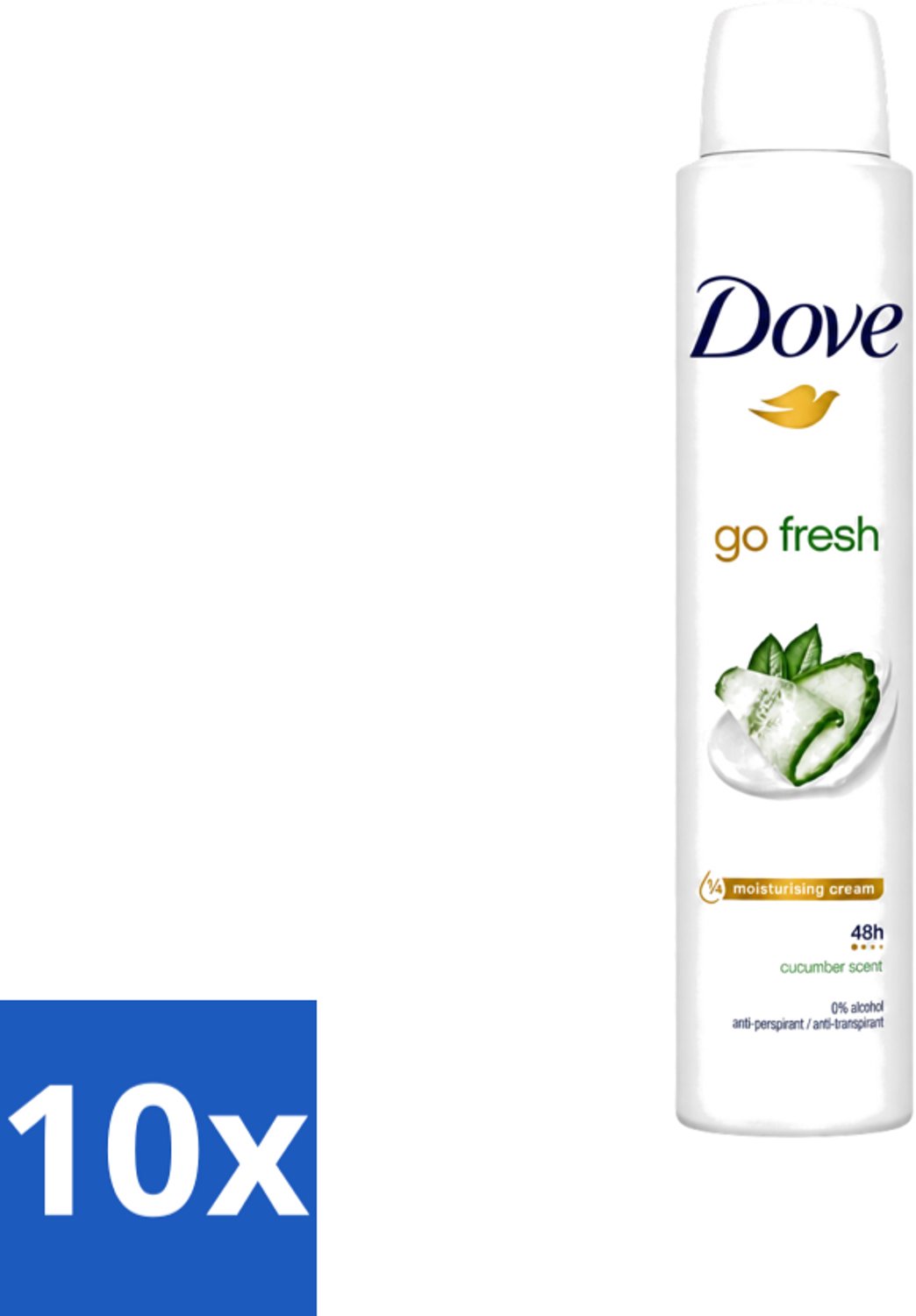 10 x Dove Go Fresh - Deospray - Groene Thee & Komkommer - 200 ml - Voordeelverpakking - 10 stuks